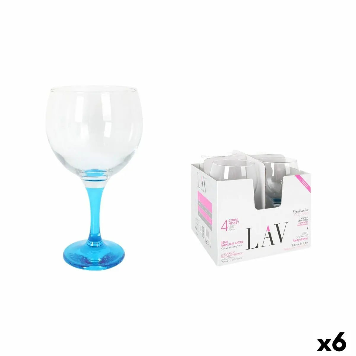Verre à cocktail LAV Bleu 4 Pièces (6 Unités) Bigbuy