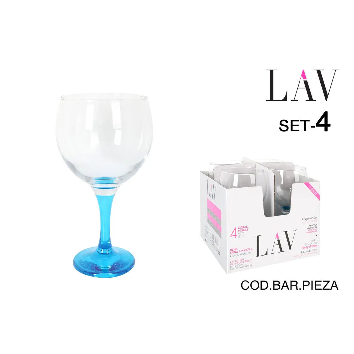 Verre à cocktail LAV Bleu 4 Pièces (6 Unités) Bigbuy