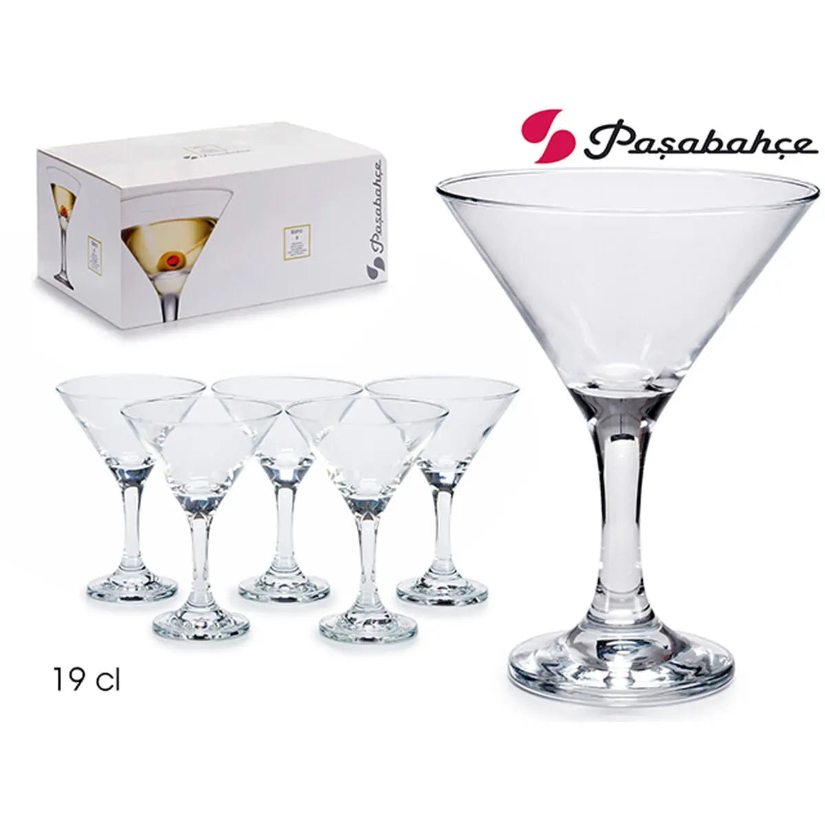 Verre à cocktail Pasabahce 1002401-44410 Transparent verre 190 ml 33 x 15 x 22 cm 10,7 x 13,5 cm 6 Pièces Mamm