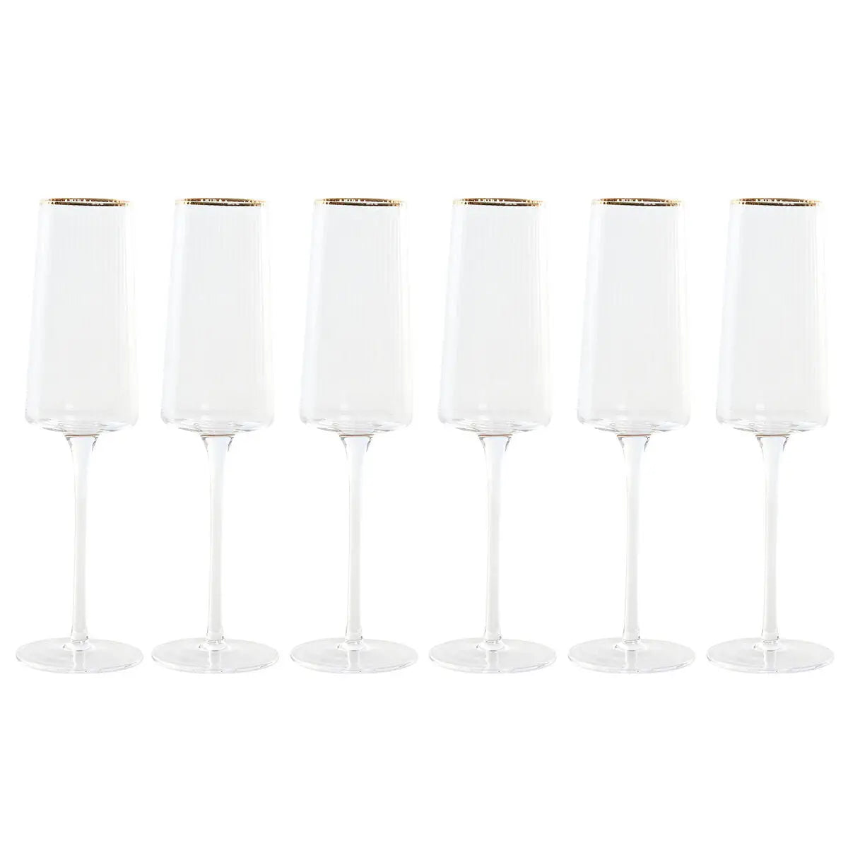 Verre à pied évasé de champagne et de cava Home ESPRIT Transparent Doré Verre 400 ml (6 Unités) Bigbuy