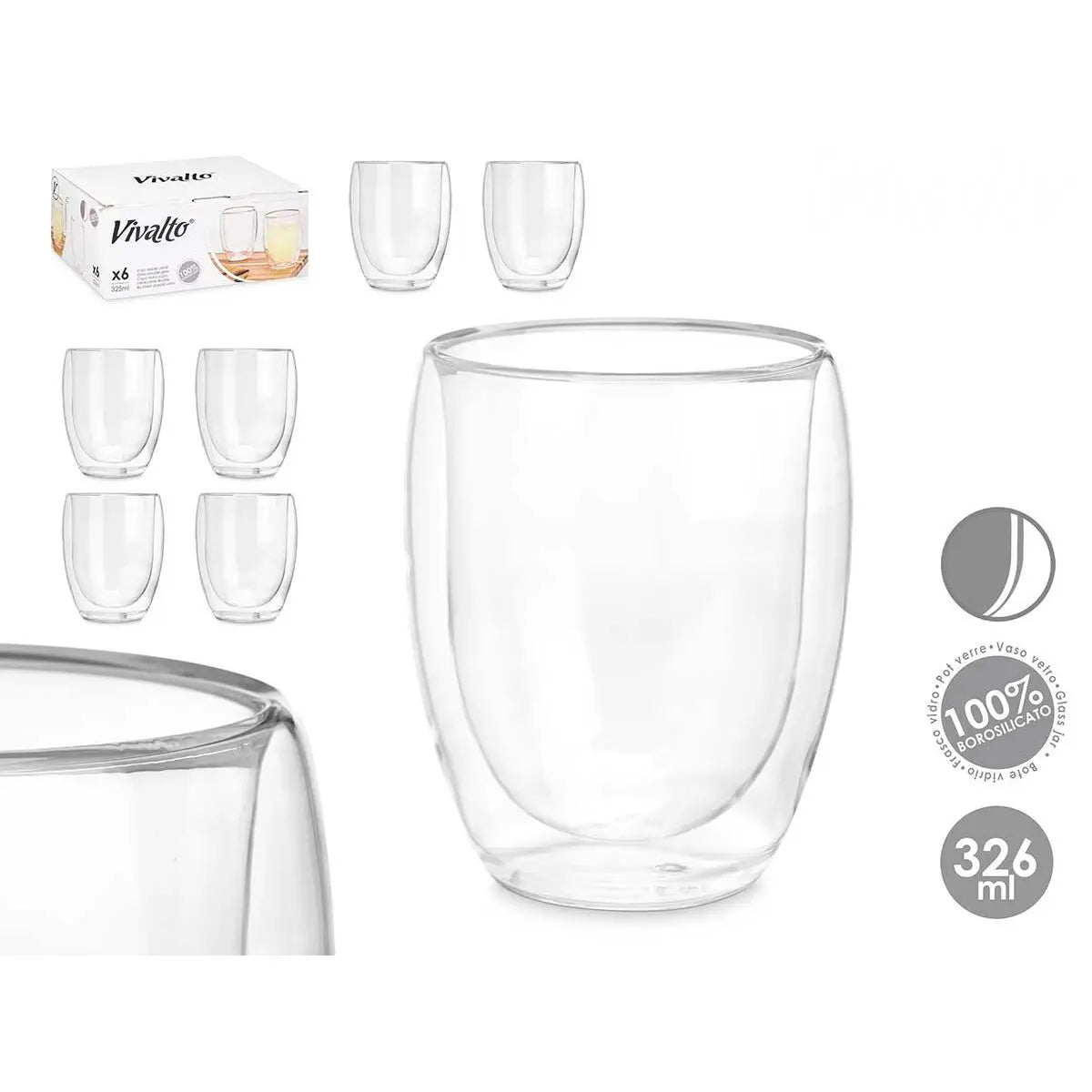 Verre d'eau Vivalto OCT-DG2061 Transparent Verre Borosilicaté 326 ml (6 Unités) Mamm