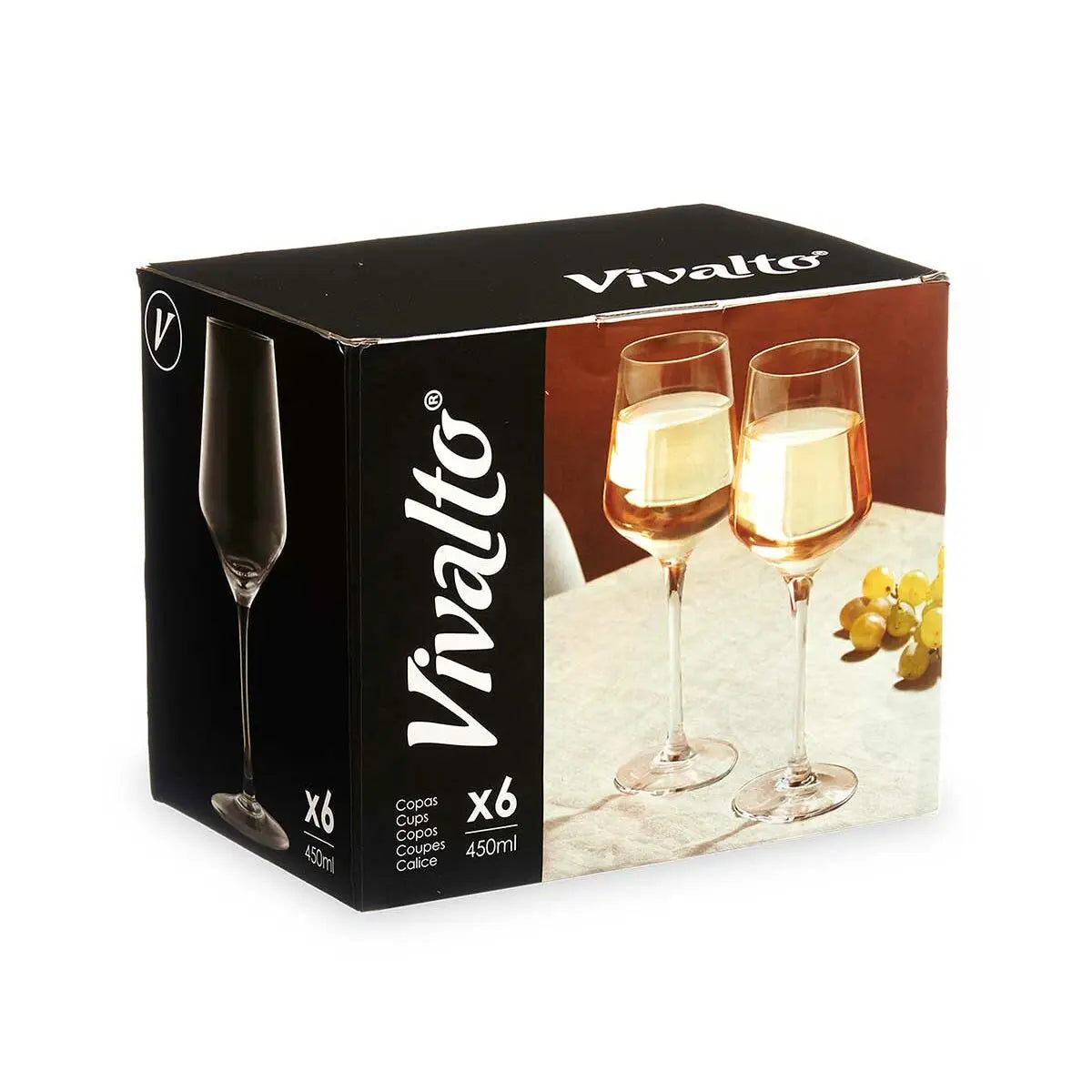 verre de vin Vivalto REJ6345/BHZ6 Transparent verre 450 ml (6 Unités) Mamm